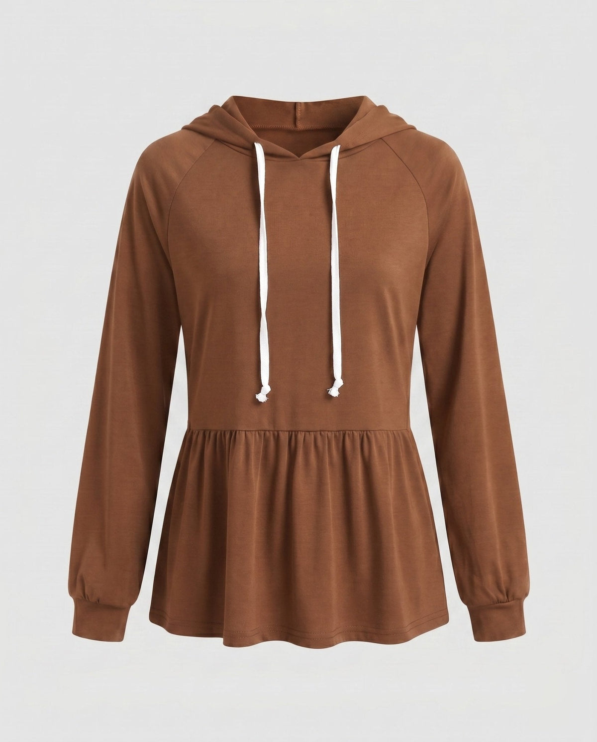 Women's hooded top with swinging hem and ruching - Chichicherry