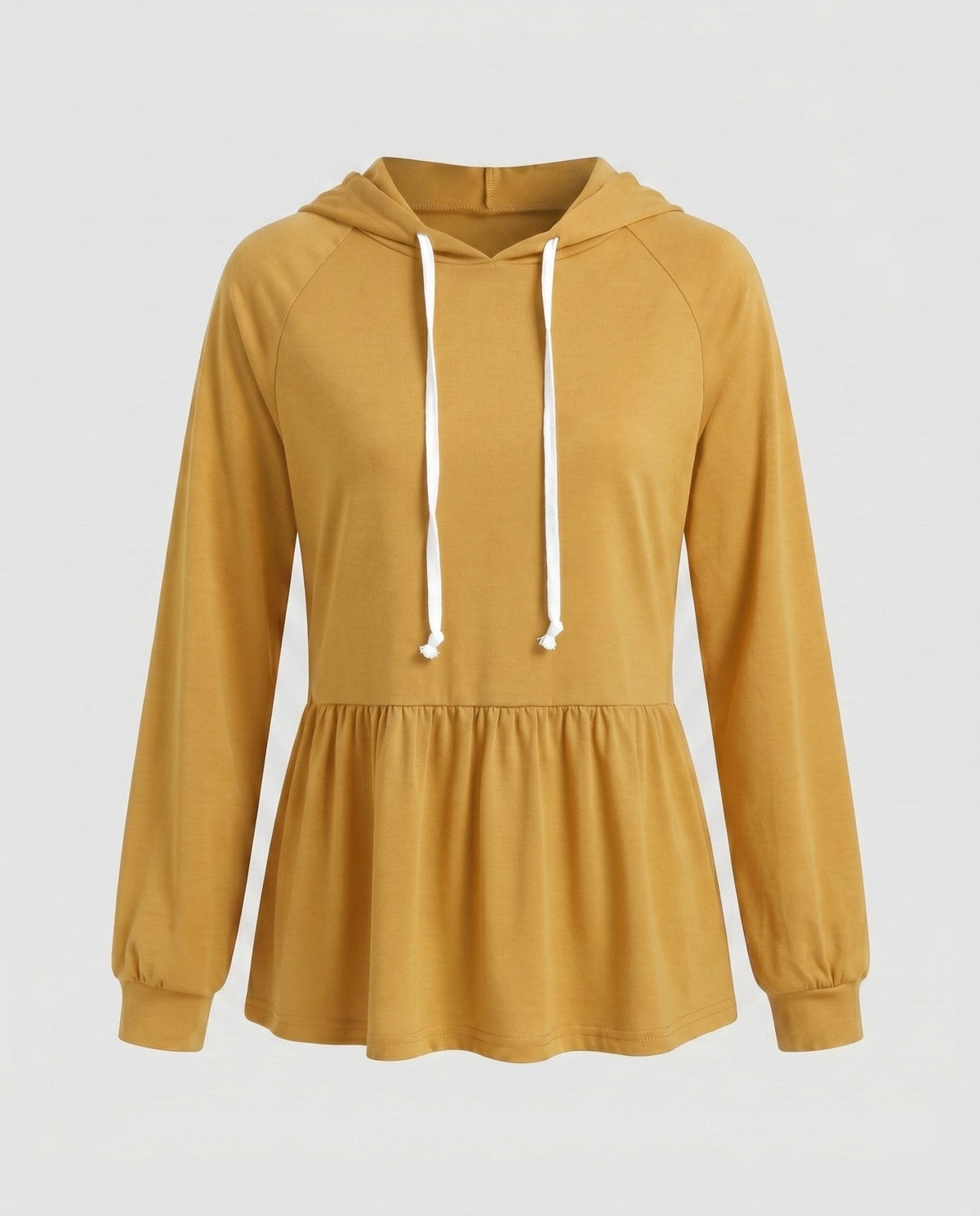 Women's hooded top with swinging hem and ruching - Chichicherry