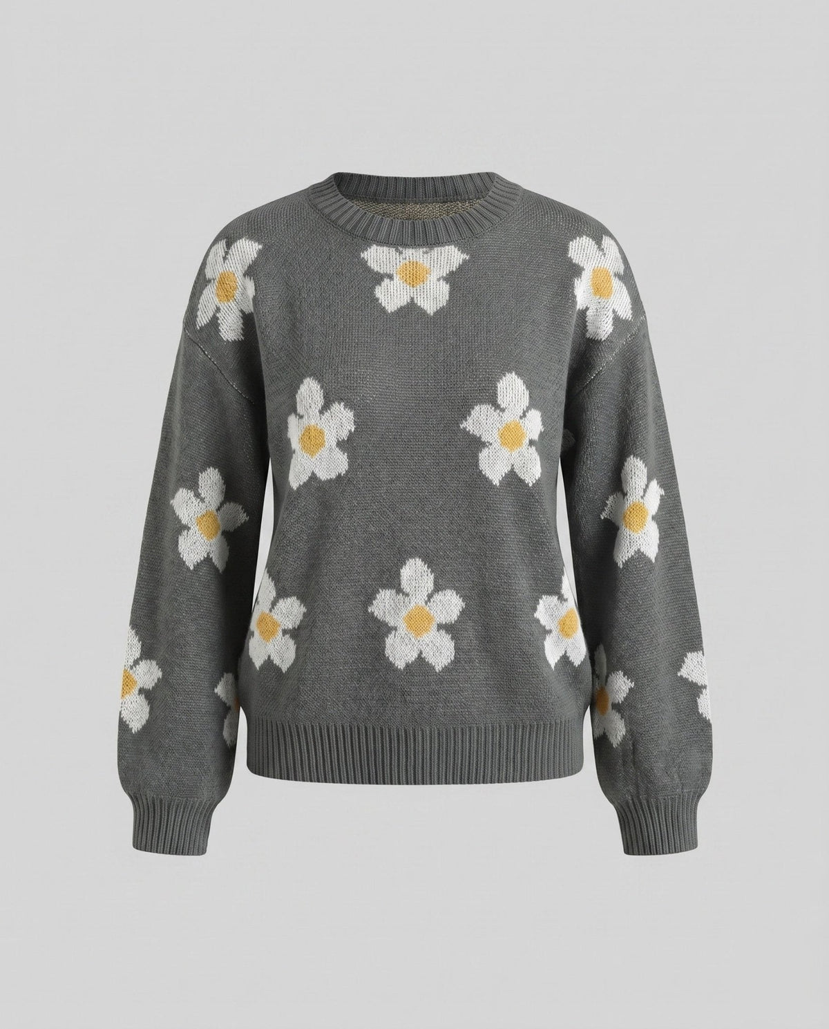 Women's knit pullover with floral patterns and relaxed fit - Chichicherry