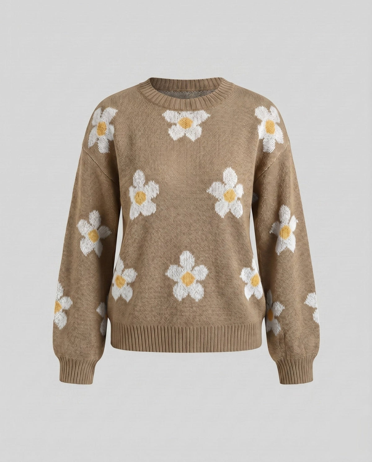 Women's knit pullover with floral patterns and relaxed fit - Chichicherry