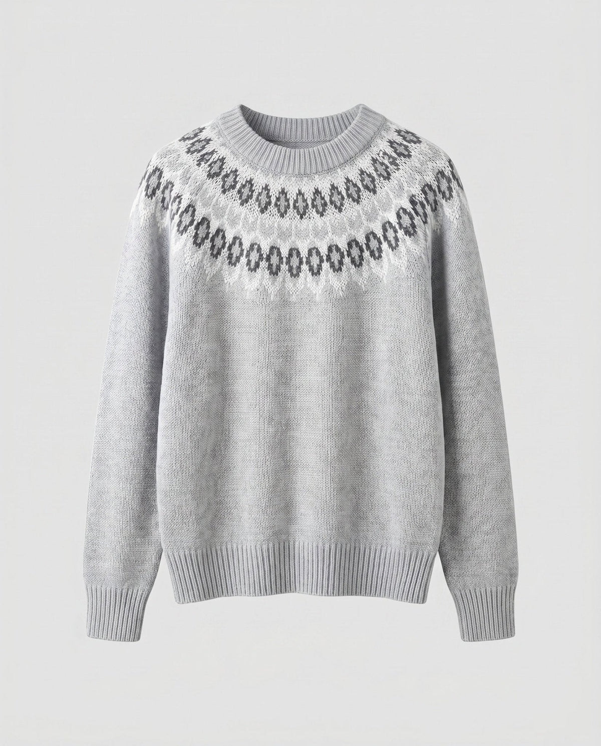 Women's knit sweater with graphic pattern and round neck - Chichicherry