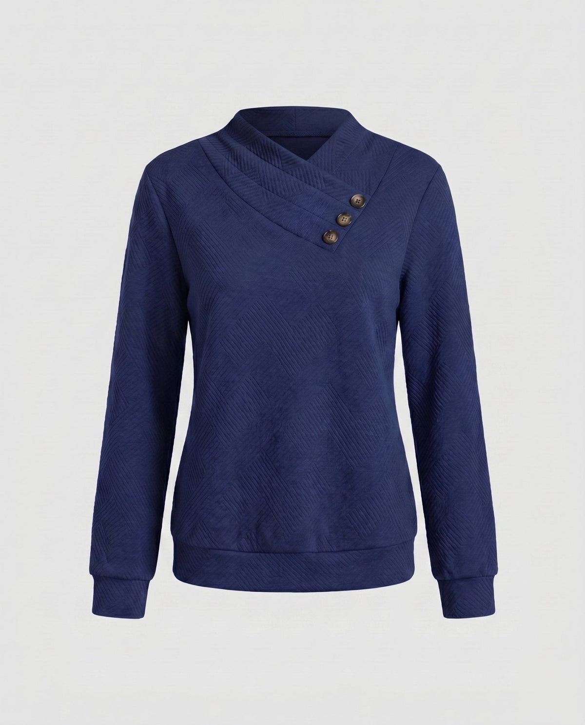 Women's knitted sweater with trendy overcut and decorative buttons - Chichicherry