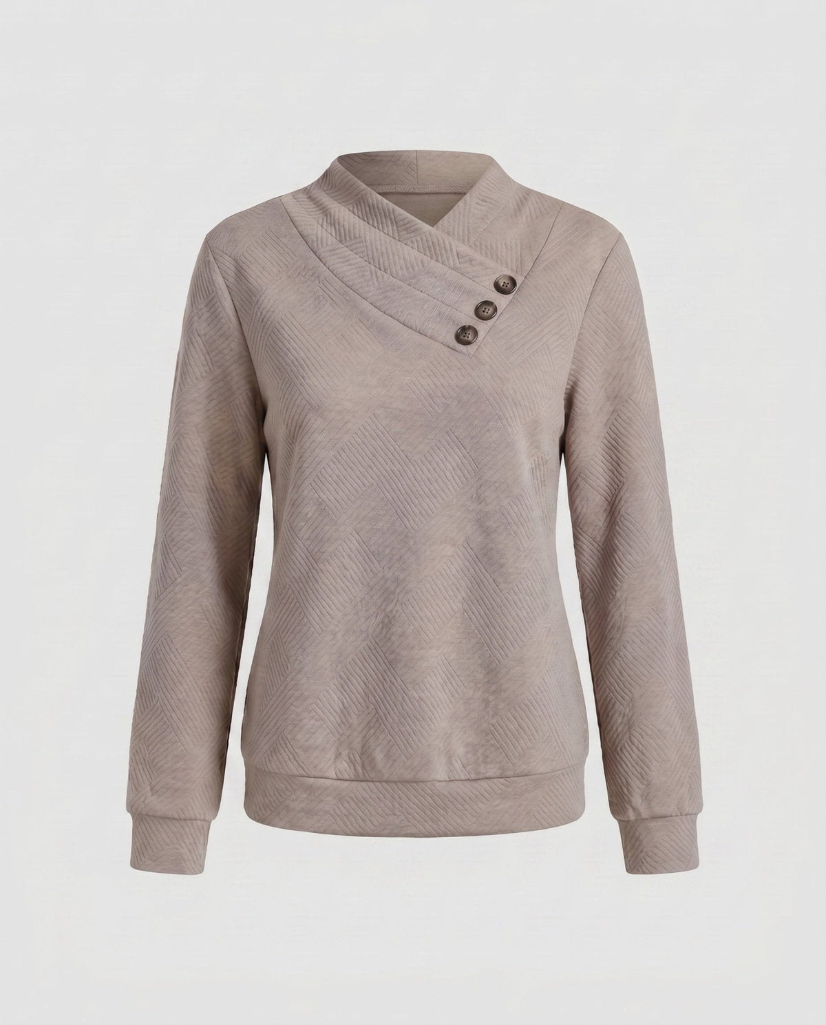 Women's knitted sweater with trendy overcut and decorative buttons - Chichicherry