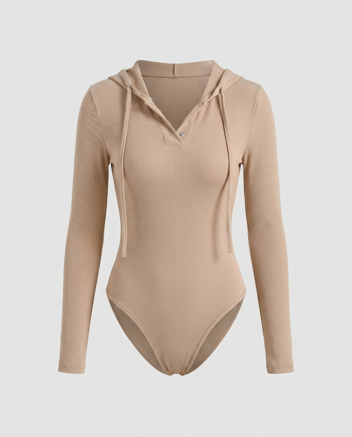 Women's Long Sleeve Bodysuit with Hood and Button Placket - Chichicherry