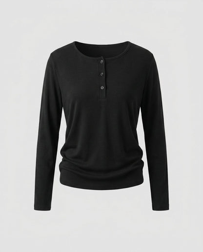 Women's long sleeve shirt with button placket and comfortable fit - Chichicherry