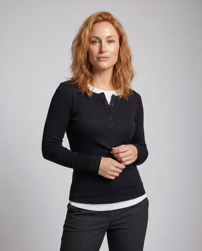 Women's long sleeve shirt with button placket and comfortable fit - Chichicherry