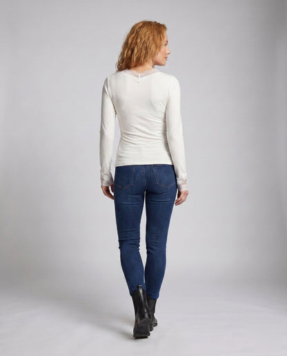 Women's Long Sleeve Shirt with Delicate Lace Accents - Chichicherry