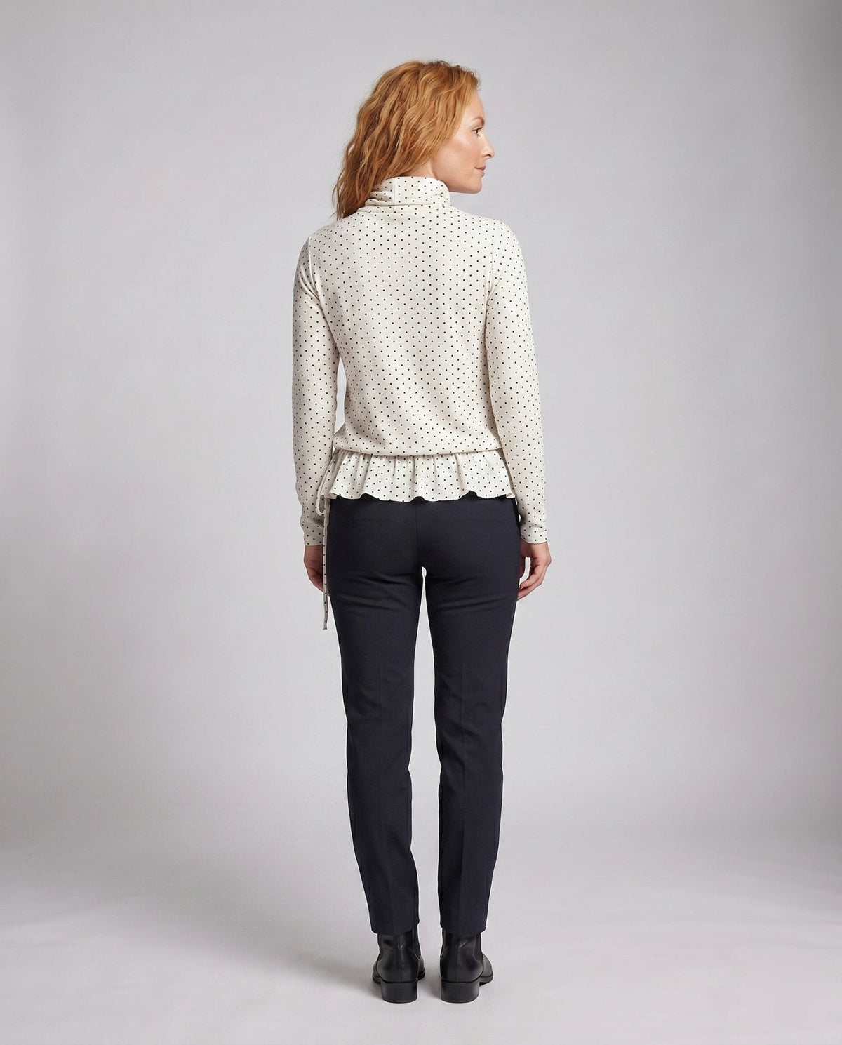 Women's Long Sleeve Shirt with Fringe Hem and Turtleneck - Chichicherry