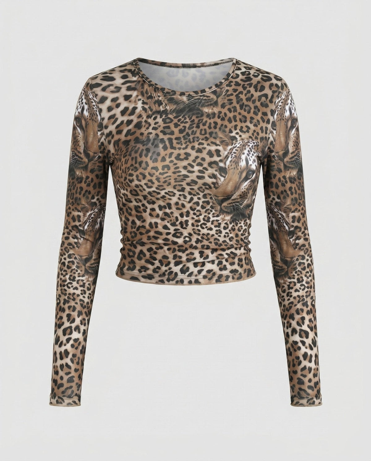 Women's long sleeve shirt with leopard print and fitted cut - Chichicherry