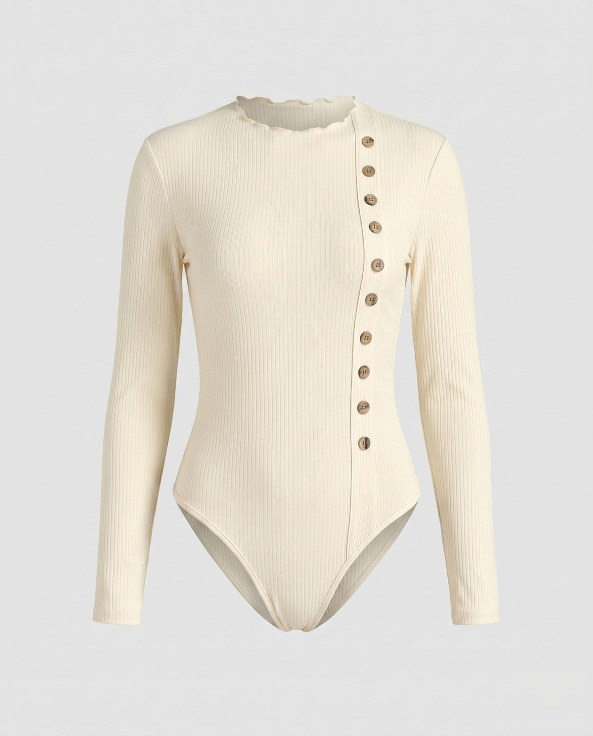 Women’s long sleeve shirt with textured rib design and button details - Chichicherry