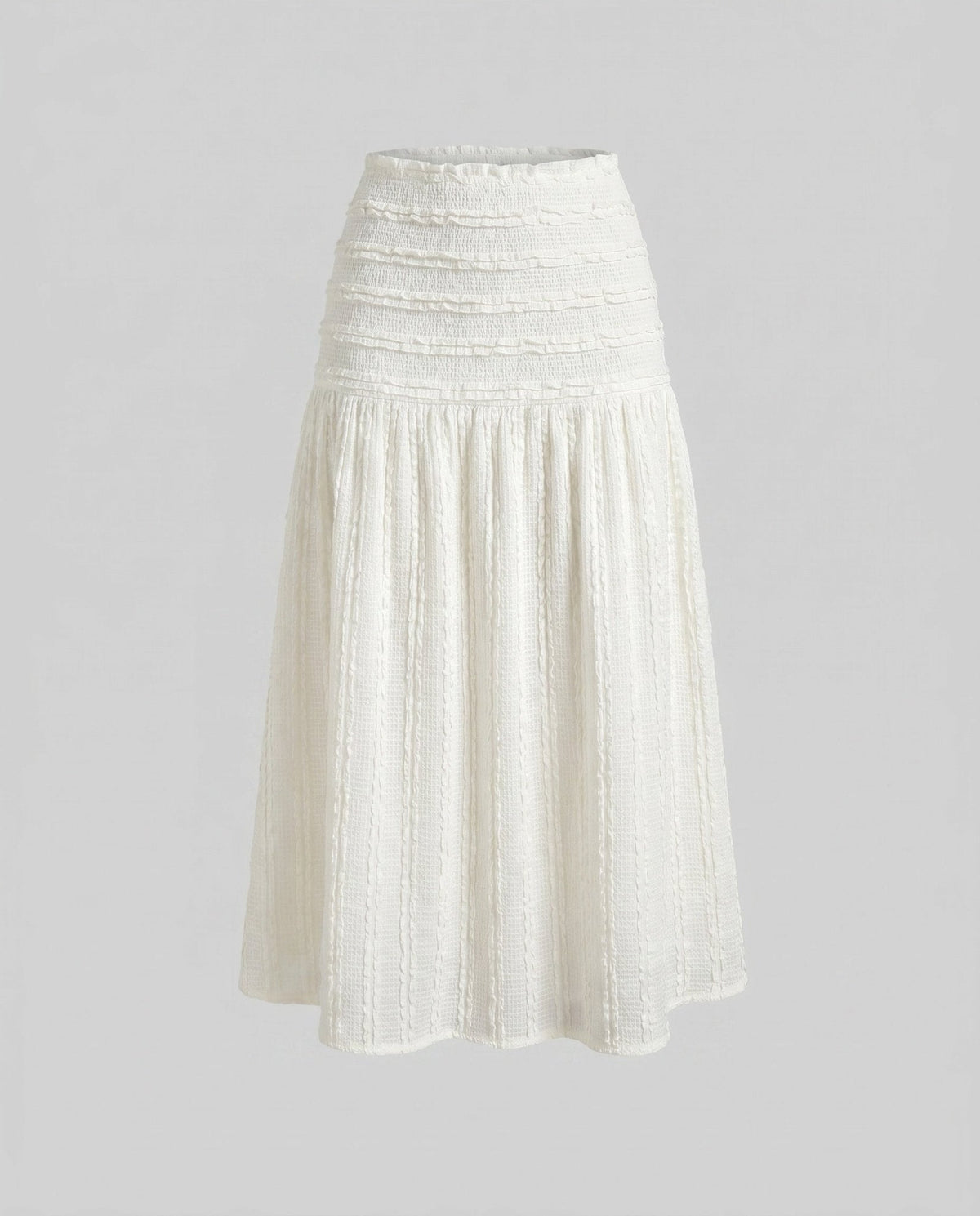 Women's maxi skirt with textured surface and elastic waistband - Chichicherry
