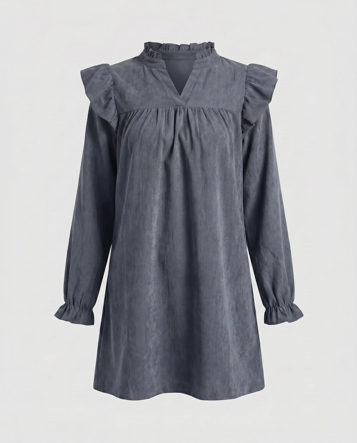 Women’s short-sleeve dress with voluminous ruffle details and implied V-neckline - Chichicherry