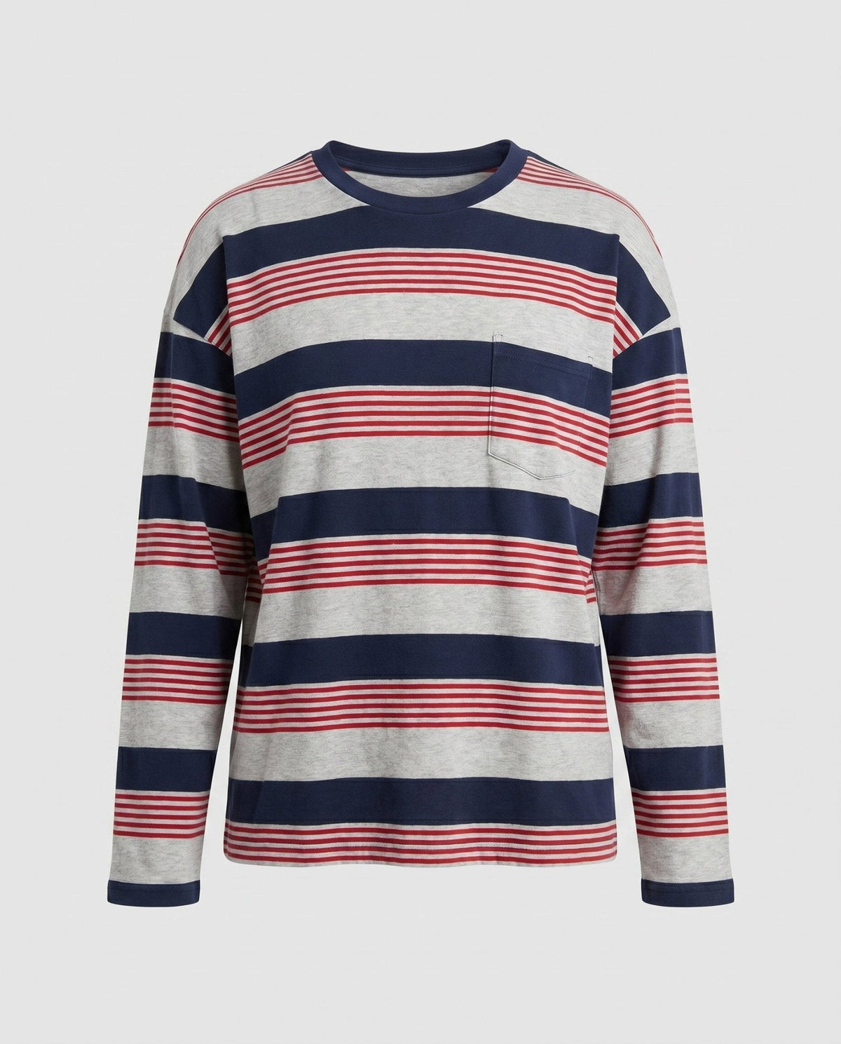 Women's striped long sleeve shirt with chest pocket and comfortable fit - Chichicherry