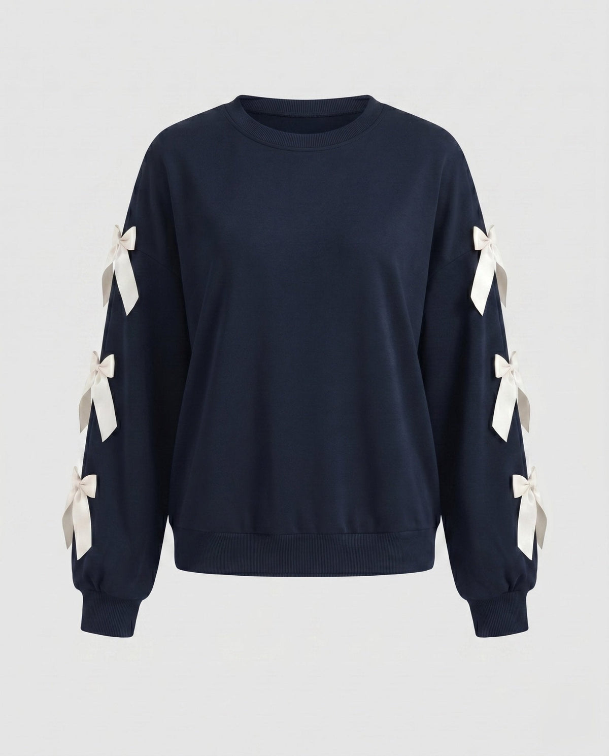 Women's sweatshirt with decorative ribbons on the sleeves - Chichicherry