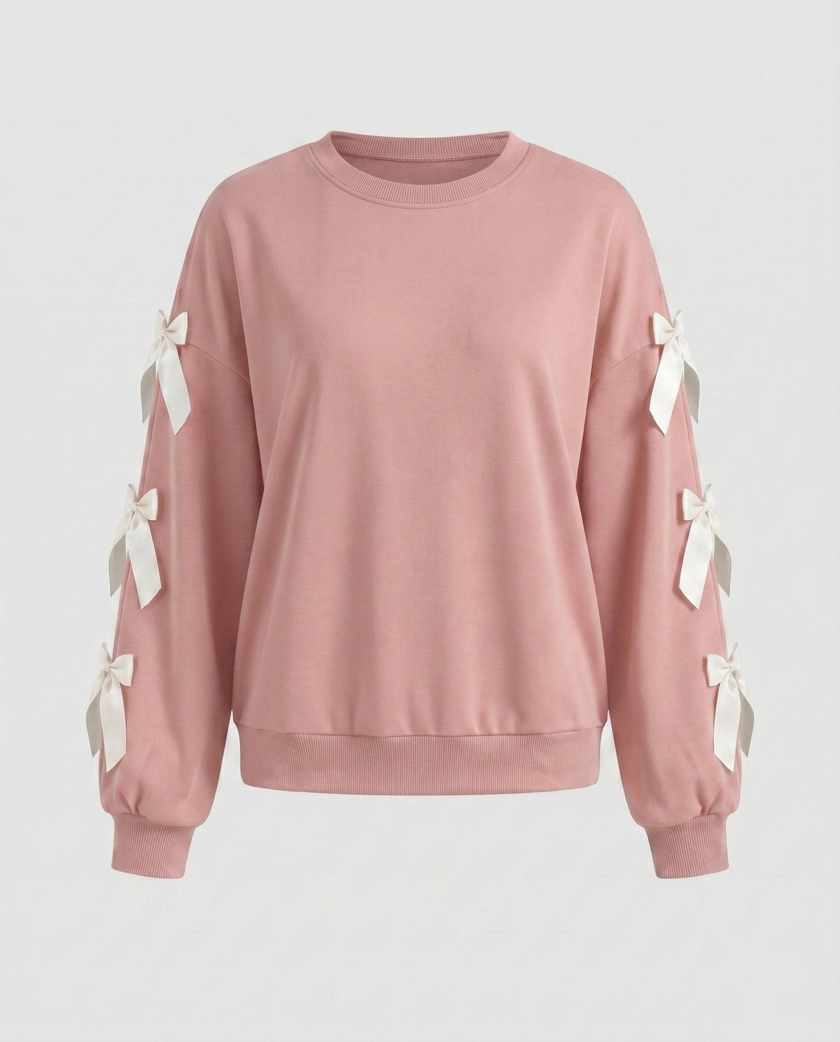 Women's sweatshirt with decorative ribbons on the sleeves - Chichicherry