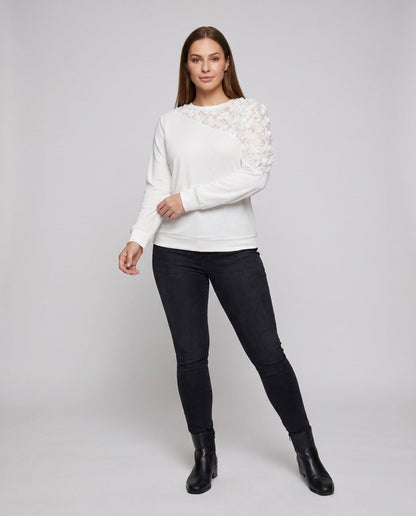 Women's sweatshirt with elegant floral details - Chichicherry