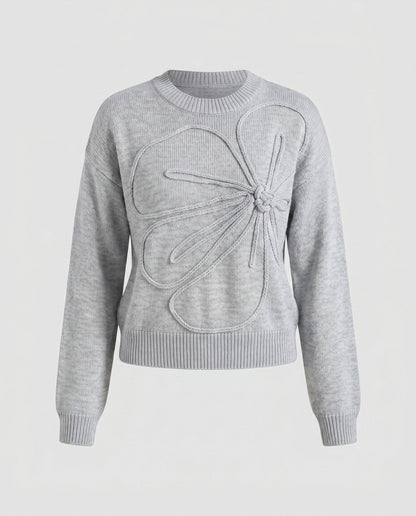Women's sweatshirt with elegant floral embroidery insert - Chichicherry