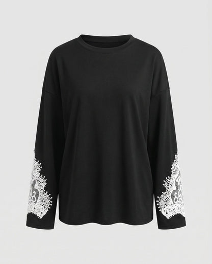 Women’s sweatshirt with elegant lace trim - Chichicherry