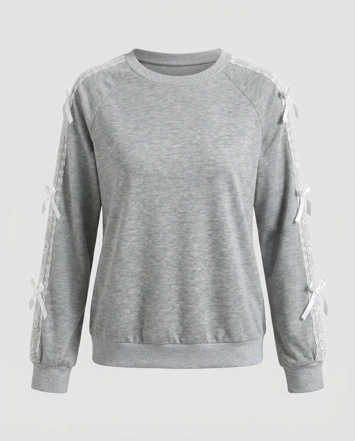 Women's sweatshirt with fine lace accents and decorative bows - Chichicherry