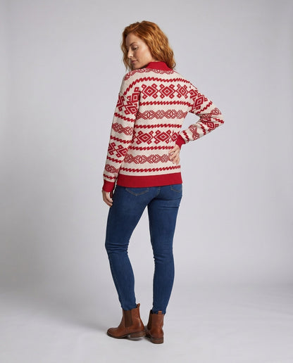 Women's trendier knit sweater with festive pattern - Chichicherry