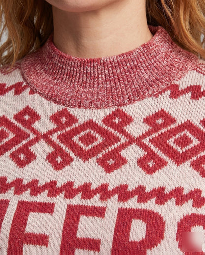 Women's trendier knit sweater with festive pattern - Chichicherry