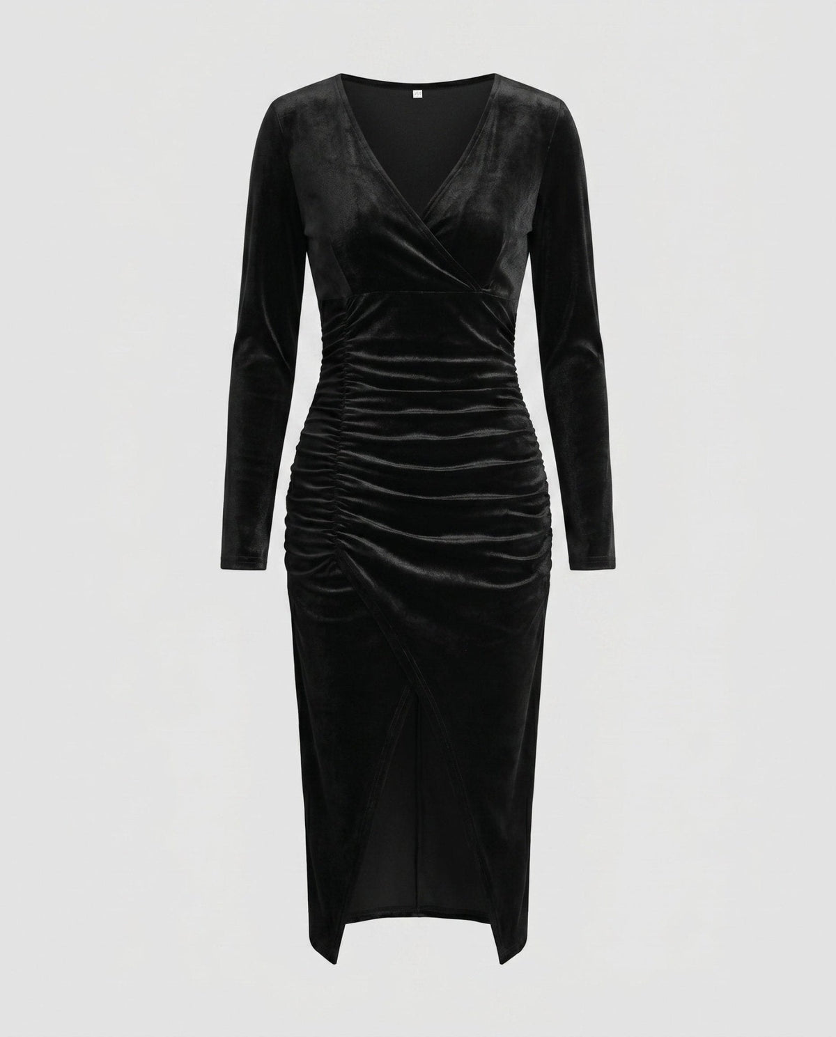 Women’s wrap dress with elegant gathering and high slit - Chichicherry
